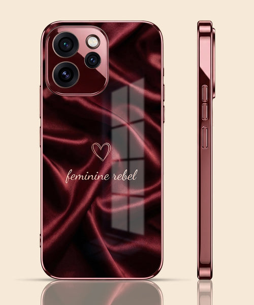 Oppo Reno 15 Pro Mini 5G Feminine Rebel Burgundy Electroplated Glass Back Case