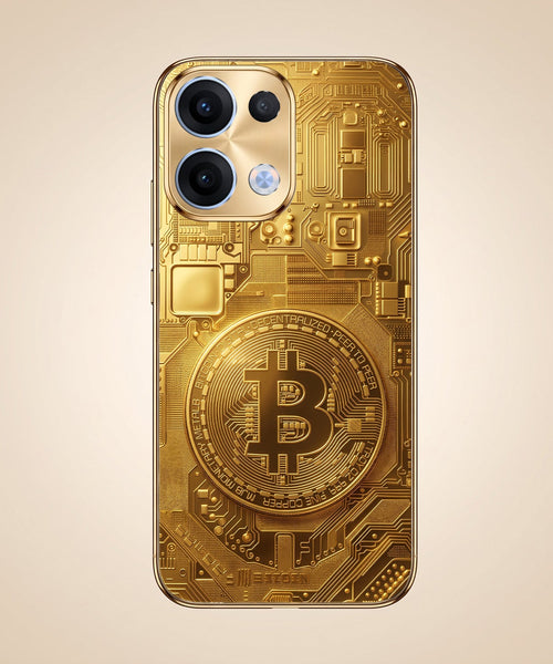 Oppo Reno 13 5G Bitcoin Gold Electroplated Glass Phone Back Case