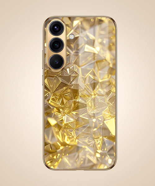 Samsung Galaxy A56 5G Golden Diamond Shatter Gold Electroplated Glass Phone Back Case