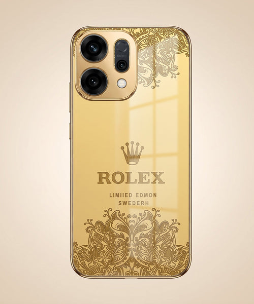 Oppo Reno 14 5G Rolex Crown Gold Electroplated Glass Phone Back Case