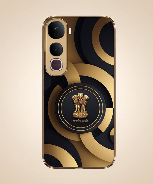 Vivo Y400 Pro 5G Royal Emblem Gold Electroplated Glass Phone Back Case