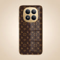Redmi Note 15 Pro Plus 5G Luxury Monogram Brown Gold Electroplated Glass Phone Back Case
