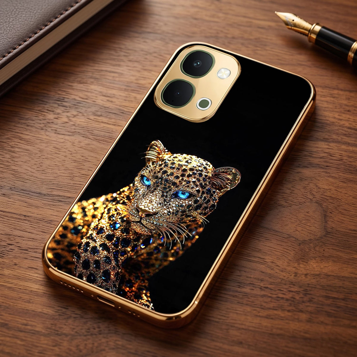 Vivo Y51 Pro 5G Panther Gold Electroplated Glass Phone Back Case