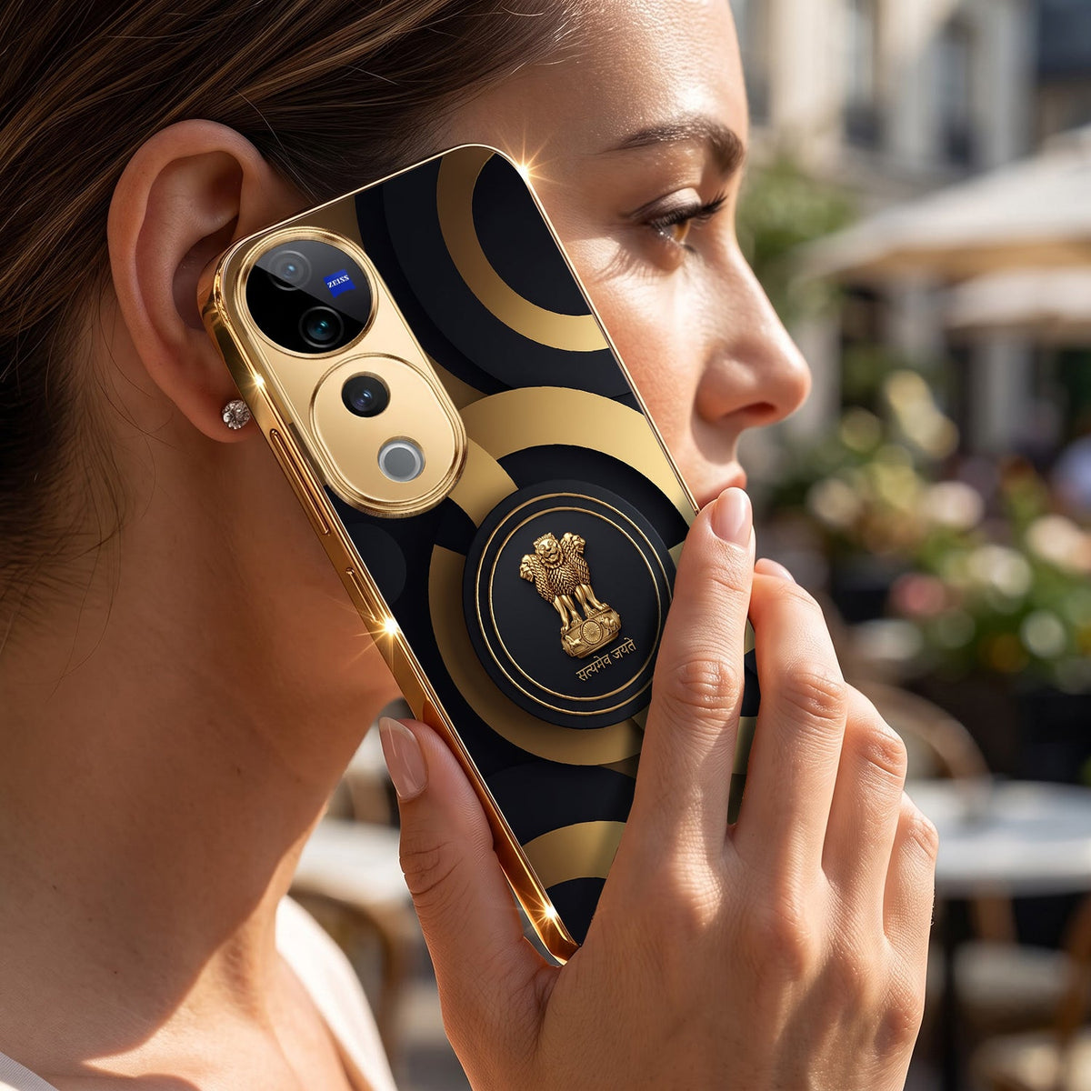 Vivo V40 Pro 5G Royal Emblem Gold Electroplated Glass Phone Back Case