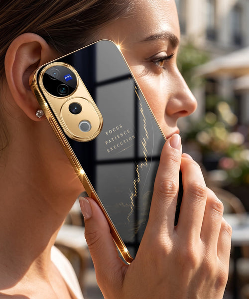 Vivo V40 Pro 5G Focus Electroplated Gold Electroplated Glass Phone Back Case