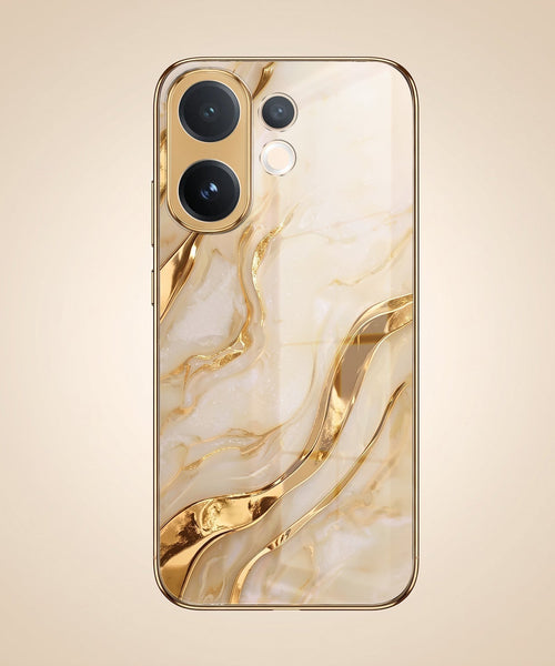 Vivo V60e 5G Marvel Texture Gold Electroplated Glass Phone Back Case