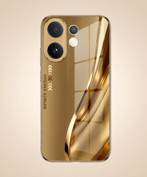 Vivo V60e 5G Luxury Infinity Energy Gold Electroplated Glass Phone Case