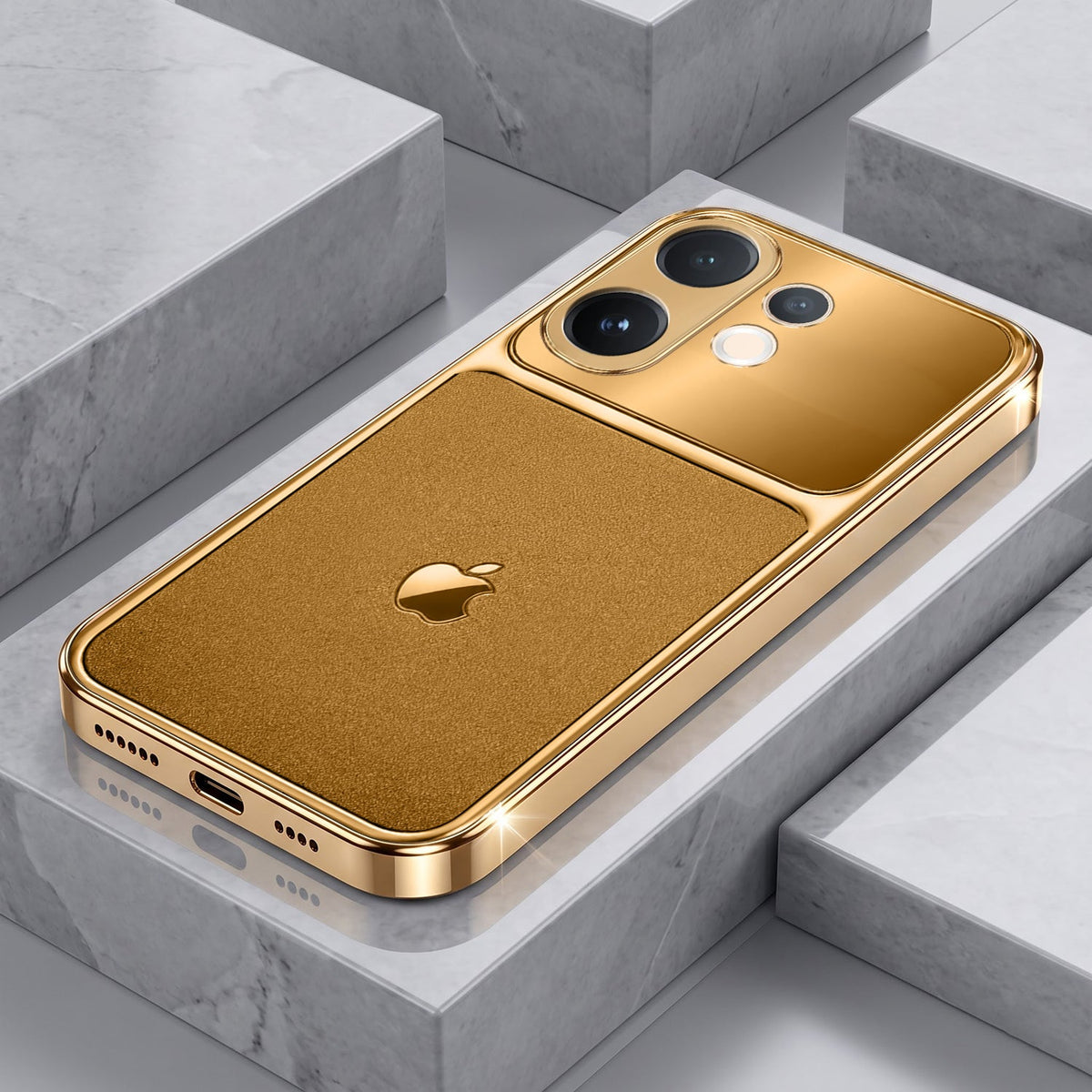 Vivo V60e 5G Royal Touch Apple Gold Electroplated Glass Phone Back Case