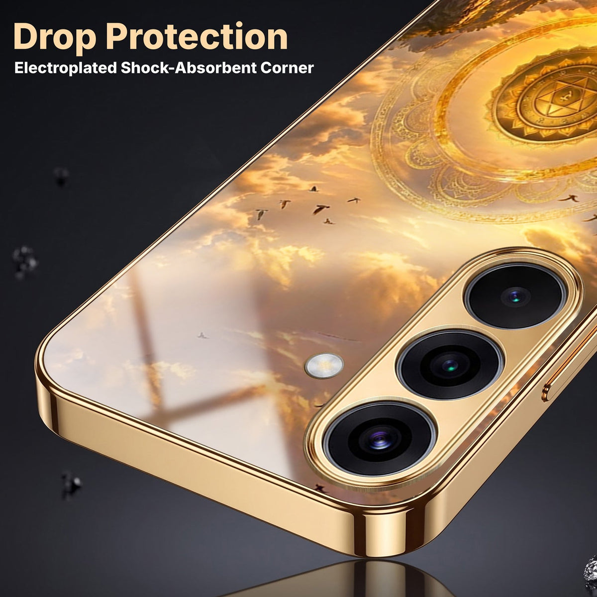 Samsung Galaxy A56 5G Celestial Seven Horses Gold Electroplated Glass Phone Back Case