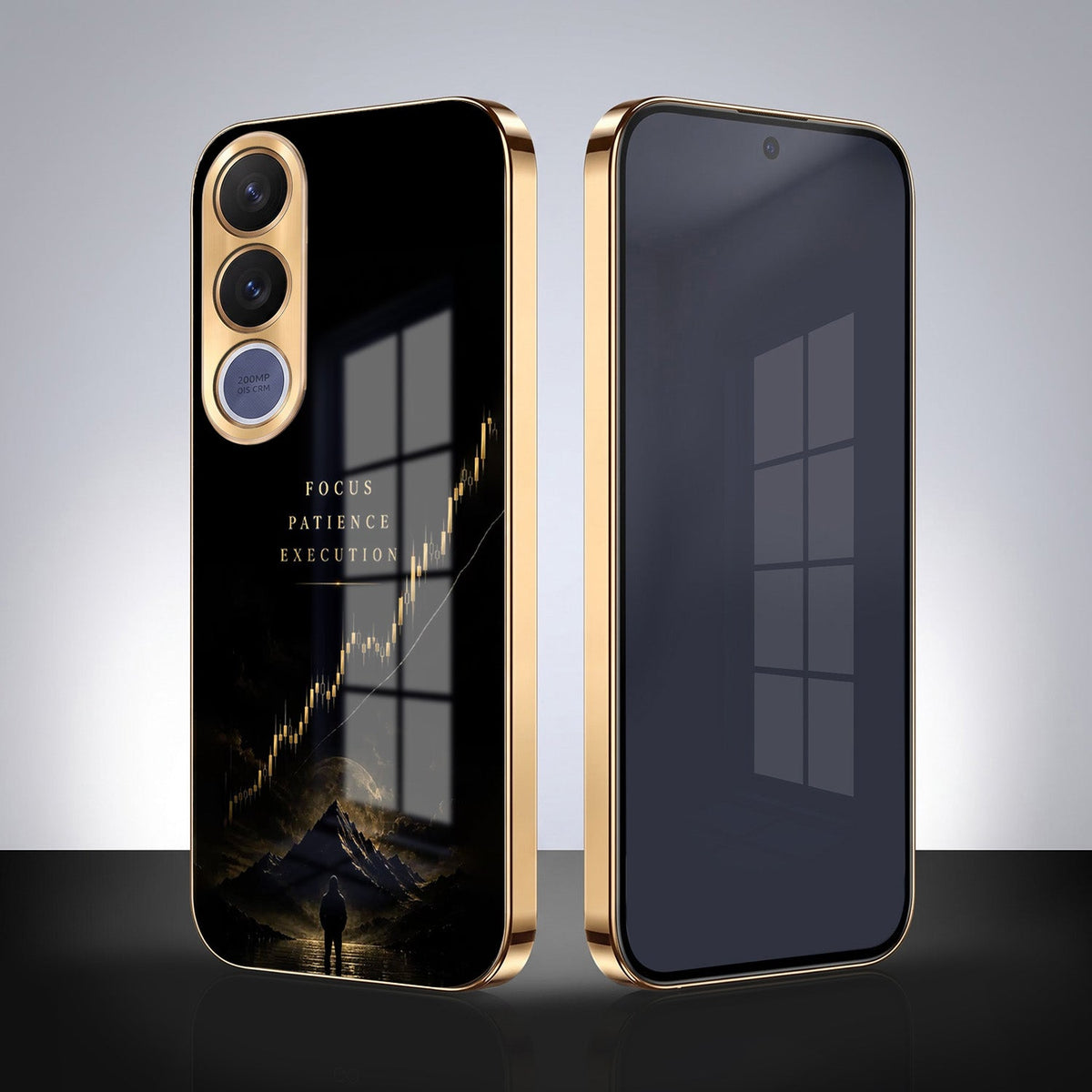 Vivo V70 FE 5G Focus Gold Electroplated Glass Phone Back Case