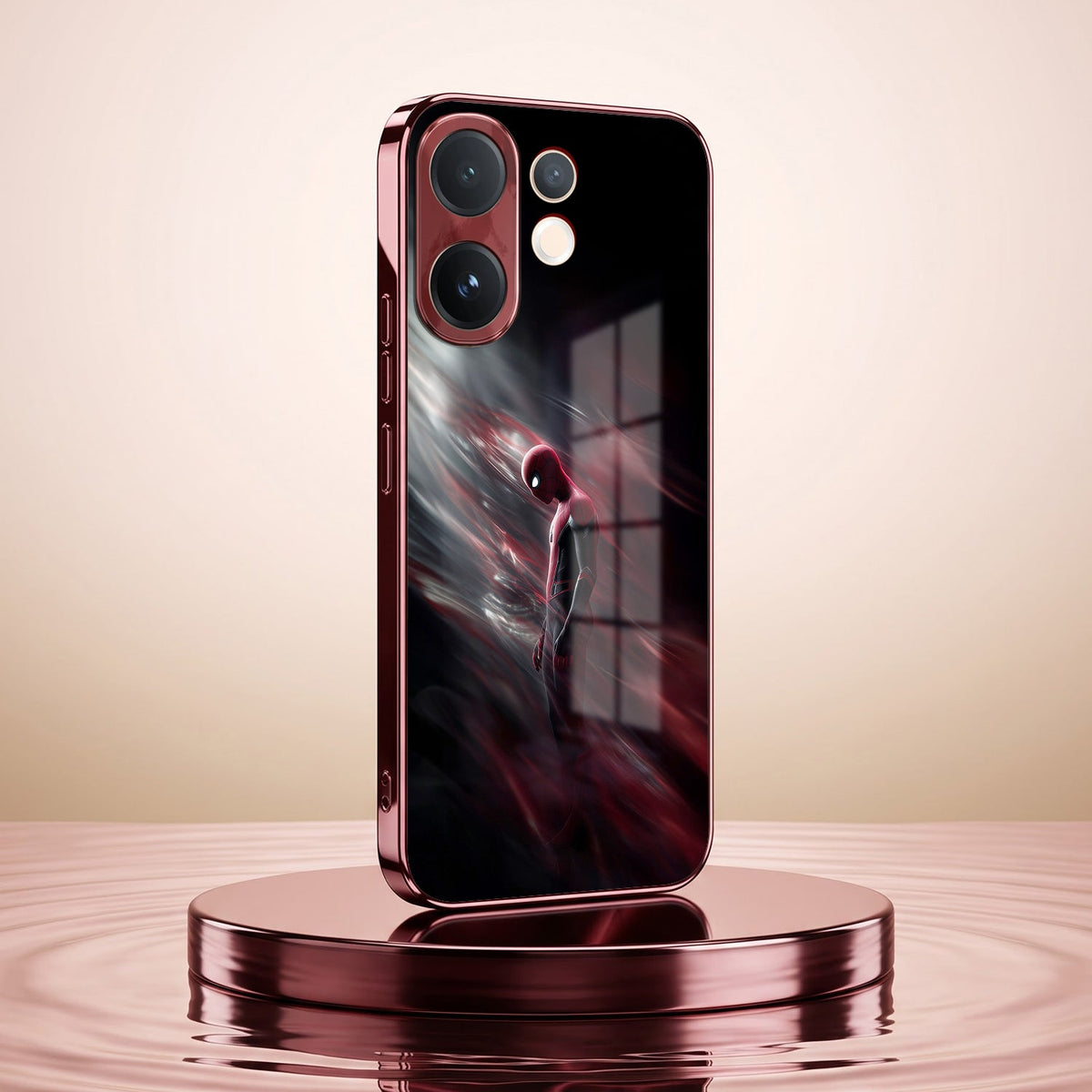 Vivo V60 5G Crimson Spider Burgundy Electroplated Glass Back Case
