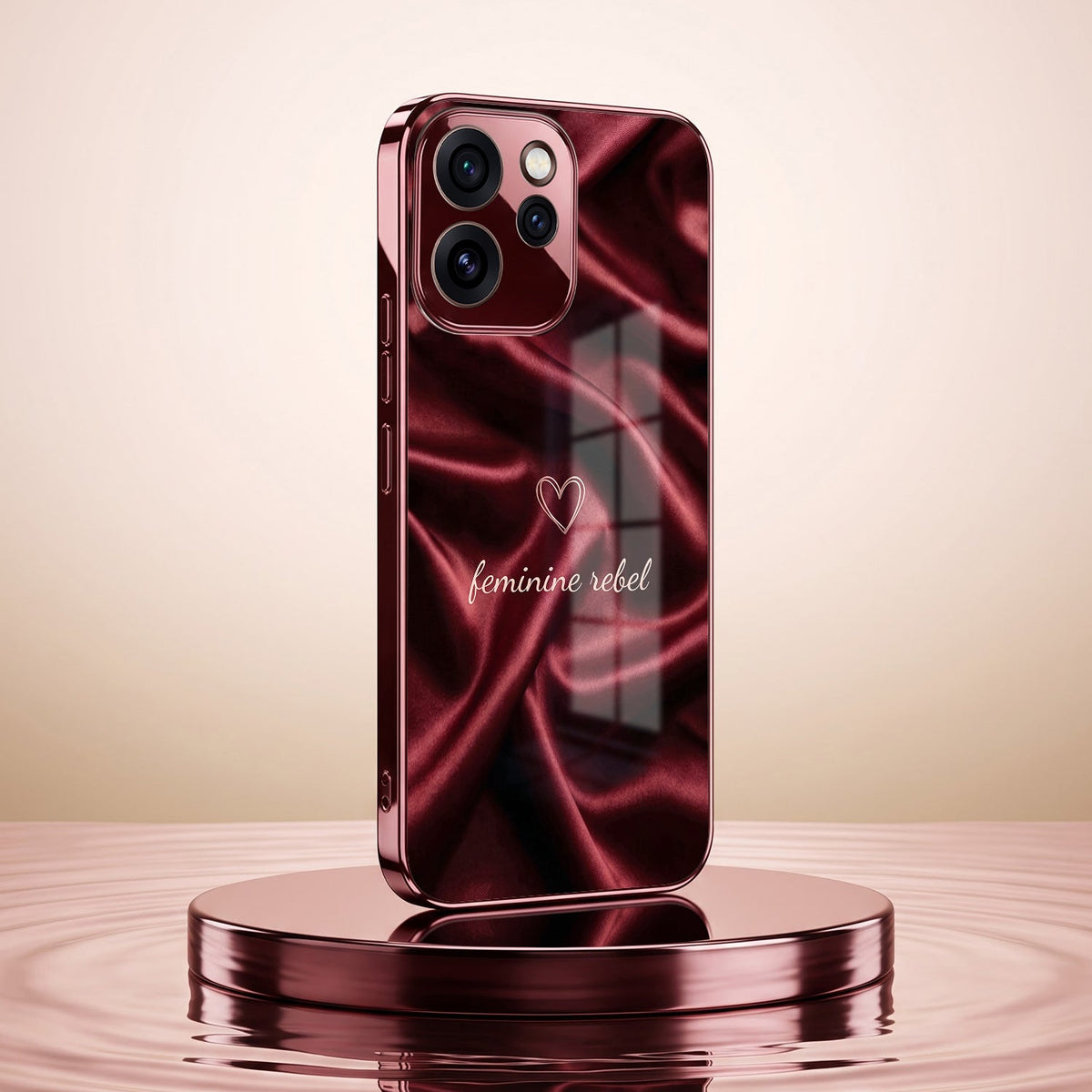 Oppo Reno 15 Pro Mini 5G Feminine Rebel Burgundy Electroplated Glass Back Case