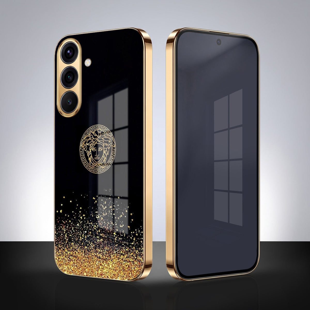 Samsung Galaxy A36 5G Medusa Head Gold Electroplated Glass Phone Back Case
