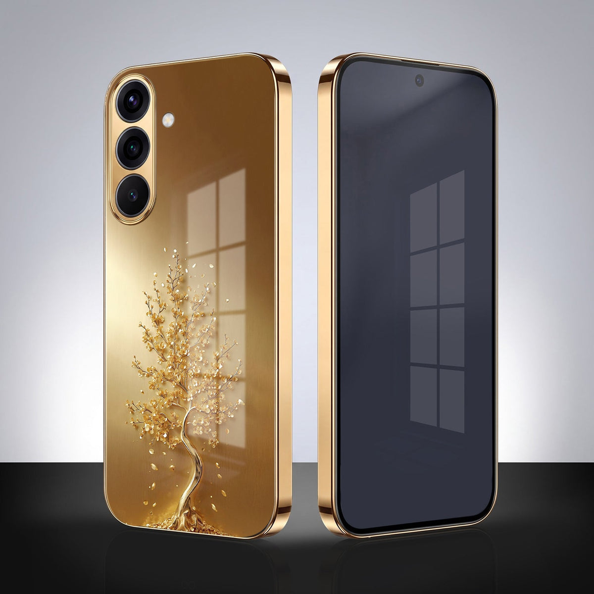 Samsung Galaxy A56 5G Golden Tree Gold Electroplated Glass Phone Back Case