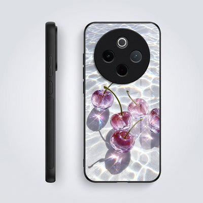 Vivo T4 5G Purple Transparent Cherry Acrylic Glass Back Case