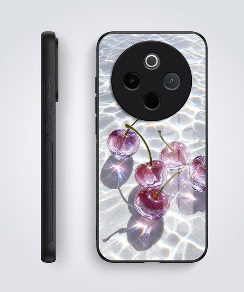 Vivo T4 5G Purple Transparent Cherry Acrylic Glass Back Case