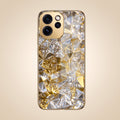 Oppo Reno 15 Pro Mini 5G White Diamond Shatter Gold Electroplated Glass Phone Back Case