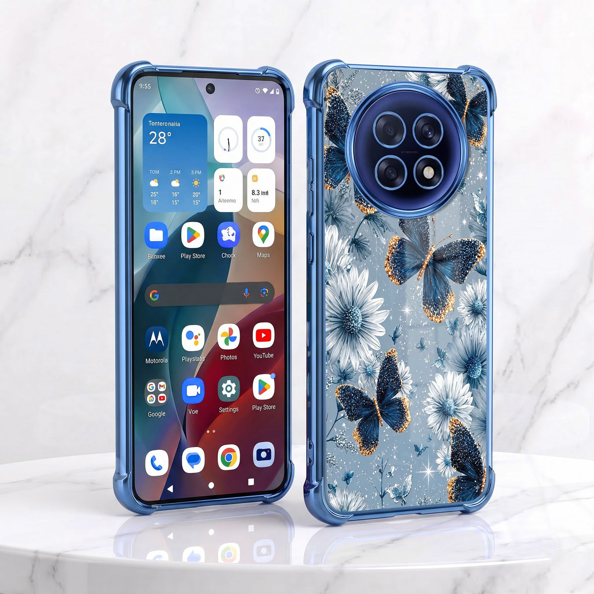Oppo F31 Pro+ 5G Blue Butterfly Floral Airbags Printed Back Case