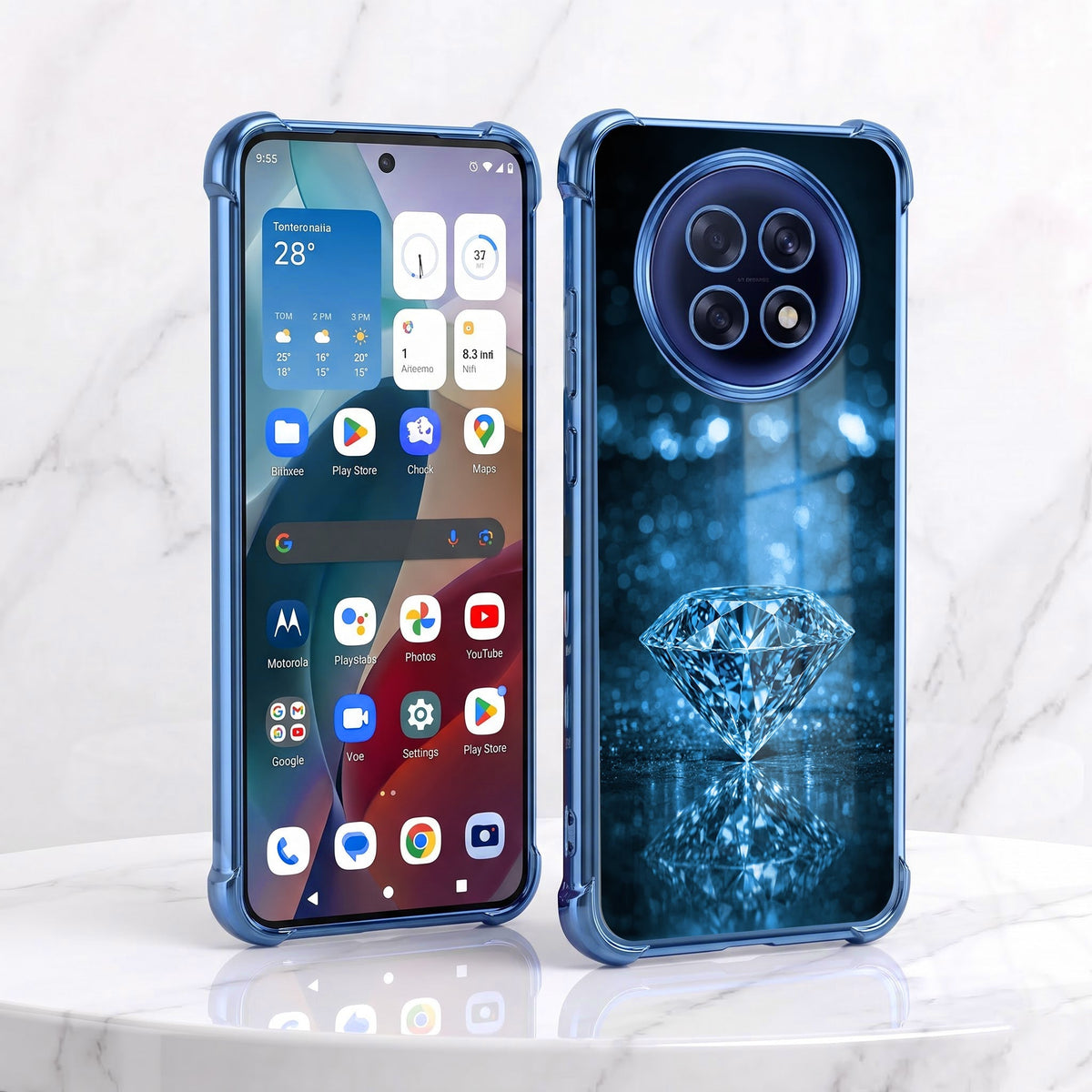 Oppo F31 Pro+ 5G Blue Diamond Airbags Printed Back Case