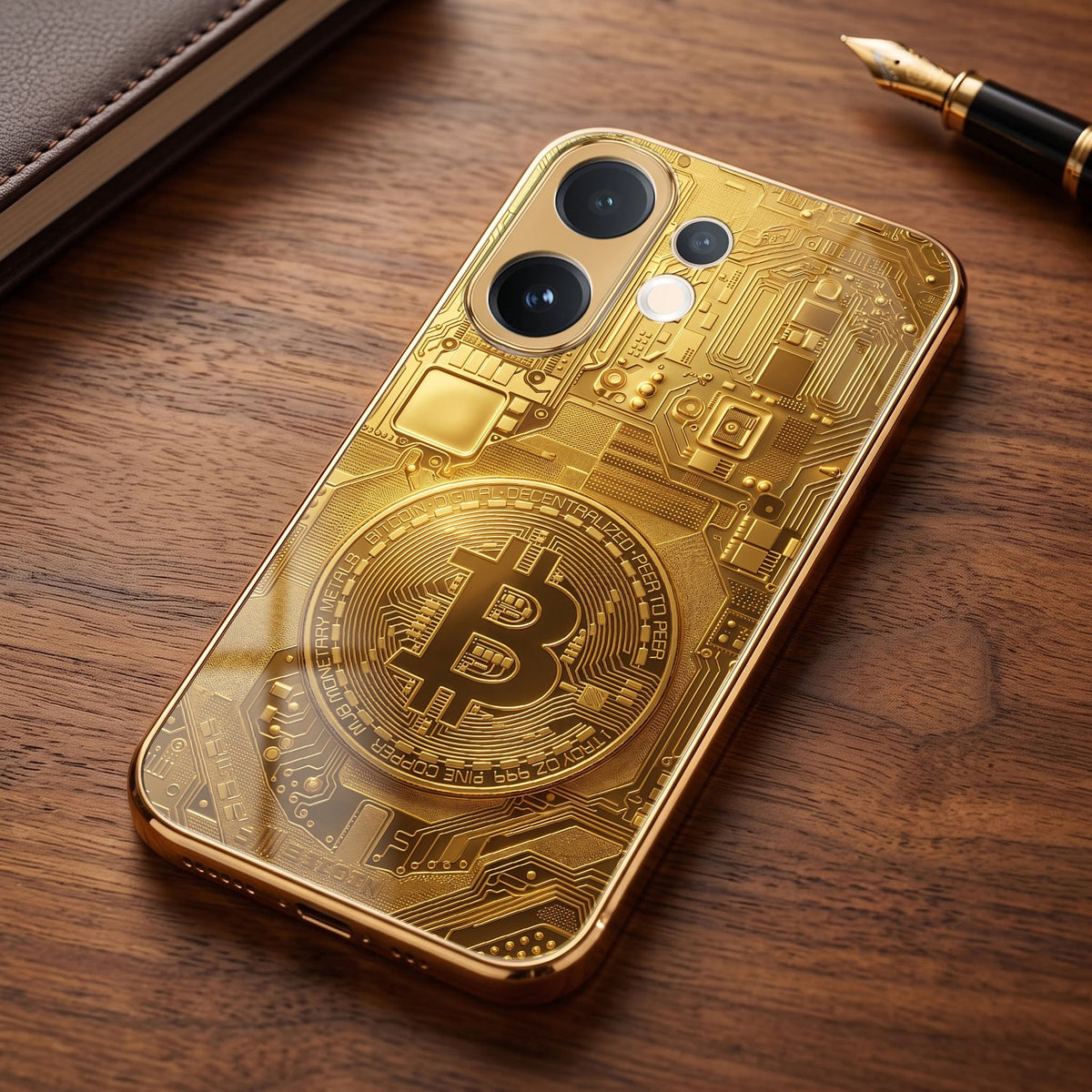 Vivo V60e 5G Bitcoin Gold Electroplated Glass Phone Back Case