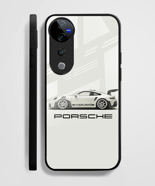 Vivo V40 Pro 5G Premium Acrylic Shockproof Glass Back Case (White Porsche)
