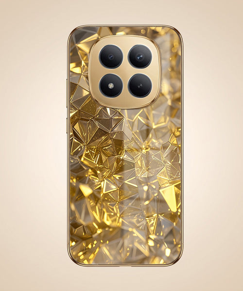 Redmi Note 15 Pro+ 5G Golden Diamond Shatter Gold Electroplated Glass Phone Back Case