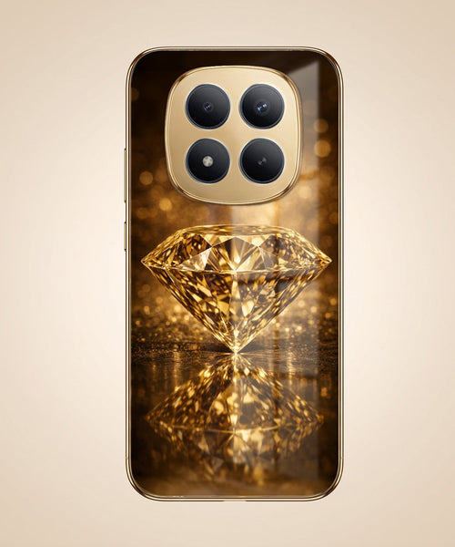 Redmi Note 15 Pro+ 5G Golden Diamond Gold Electroplated Glass Phone Back Case