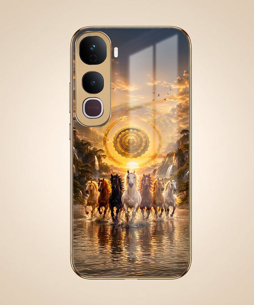 Vivo Y400 Pro 5G Celestial Seven Horses Gold Electroplated Glass Phone Back Case