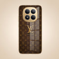 Redmi Note 15 Pro+ 5G LV Brown Monogram Gold Electroplated Glass Phone Back Case