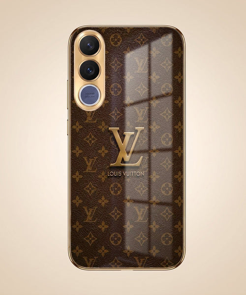 Vivo V70 FE 5G LV Brown Monogram Gold Electroplated Glass Phone Back Case
