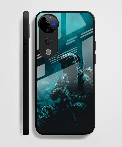 Vivo V40 Pro 5G Premium Acrylic Shockproof Glass Back Case (Soldier Case)