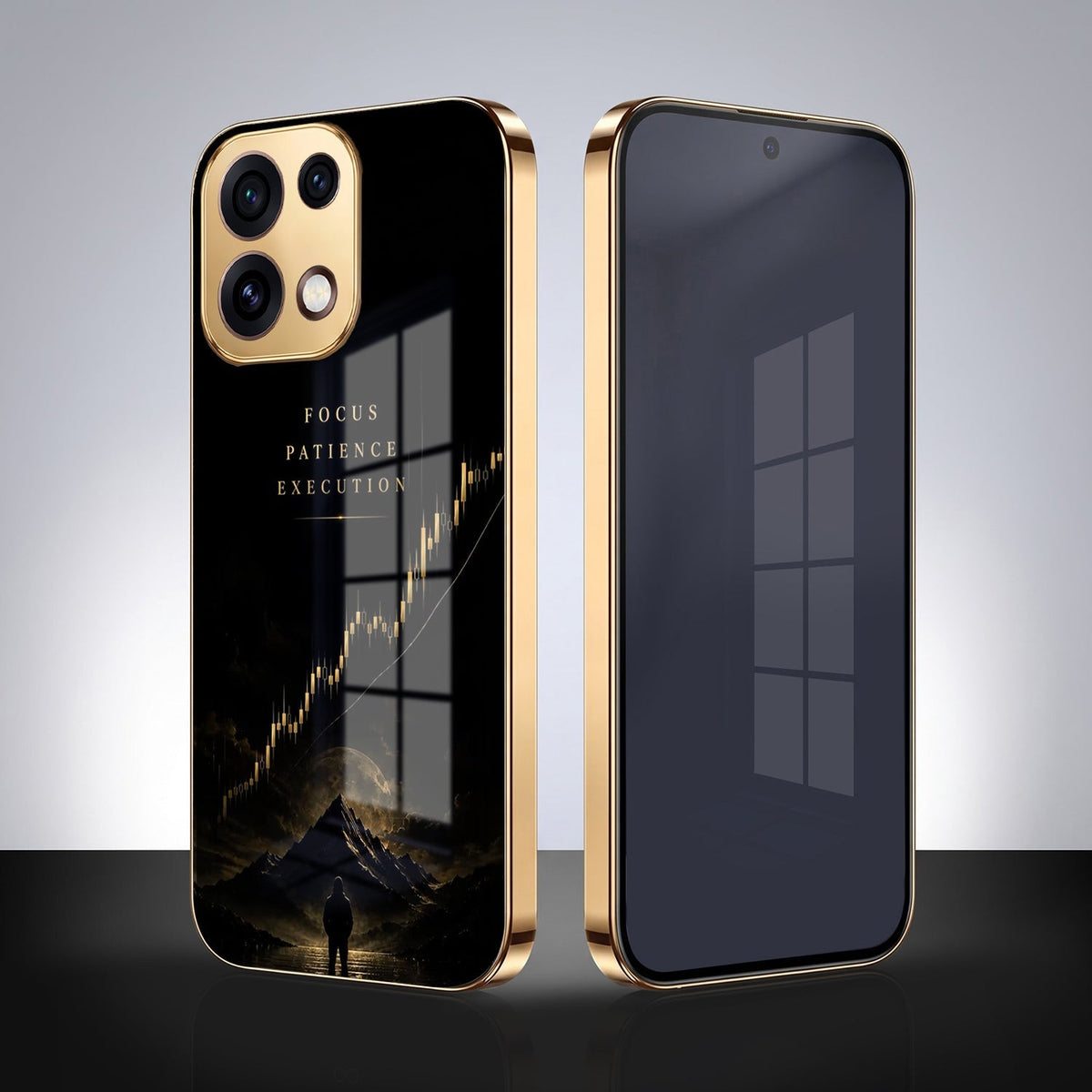 Oppo Reno 16C 5G Focus Gold Electroplated Glass Phone Back Case