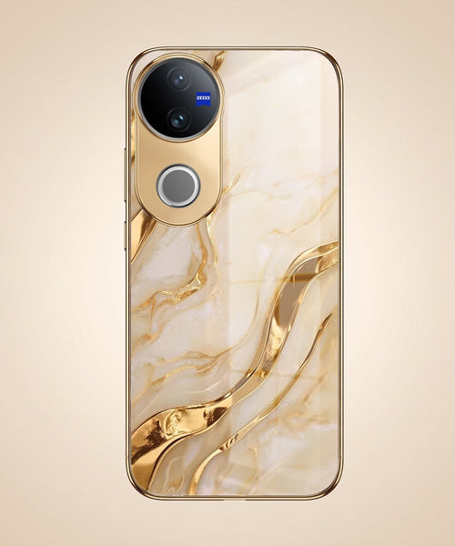 Vivo T4R 5G Marvel Texture Gold Electroplated Glass Phone Back Case