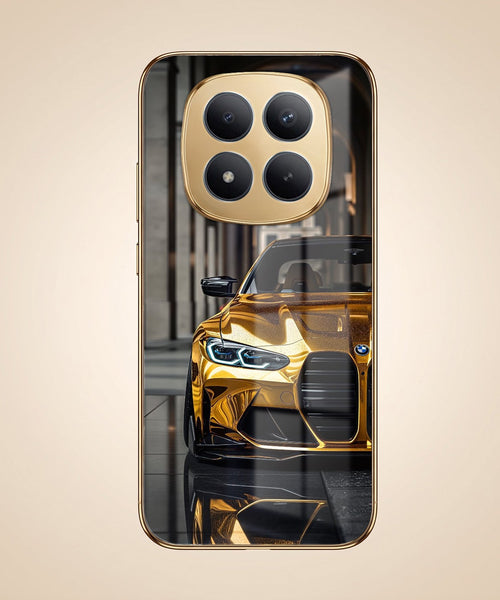 Redmi Note 15 Pro+ 5G Golden BMW Gold Electroplated Glass Phone Back Case