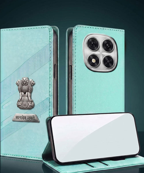 Redmi Note 14 Pro+ 5G Metal Satyamev Jayate 2-in-1 Emblem Magnetic Flip Wallet Case