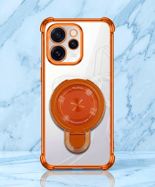 Oppo Reno 15 Pro Mini 5G Invincible Bracket Ring Stand Airbag Cosmic Orange Case