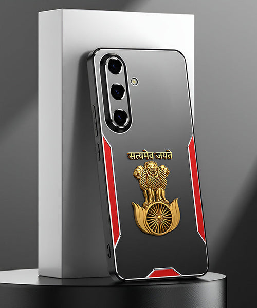 Samsung Galaxy A34 5G Satyamev Jayate 3D Metal Aluminium Back Case