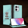 Oppo Reno 13 5G Metal Satyamev Jayate 2-in-1 Emblem Magnetic Flip Wallet Case