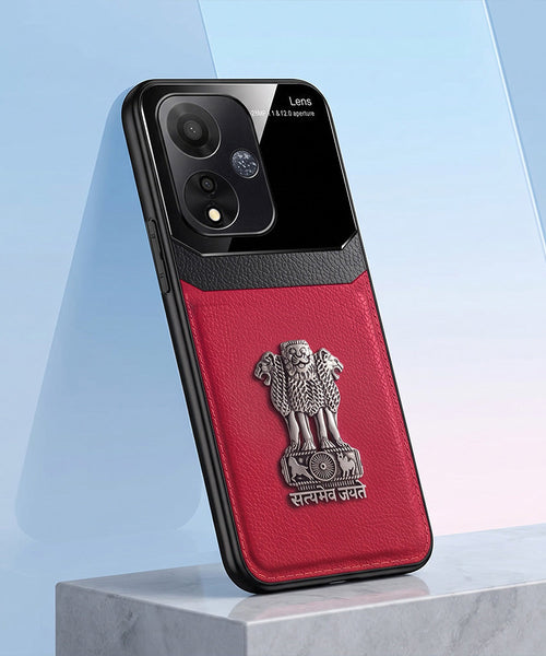 Oppo A59 5G Satyamev Jayate 3D Metal Leather Back Case