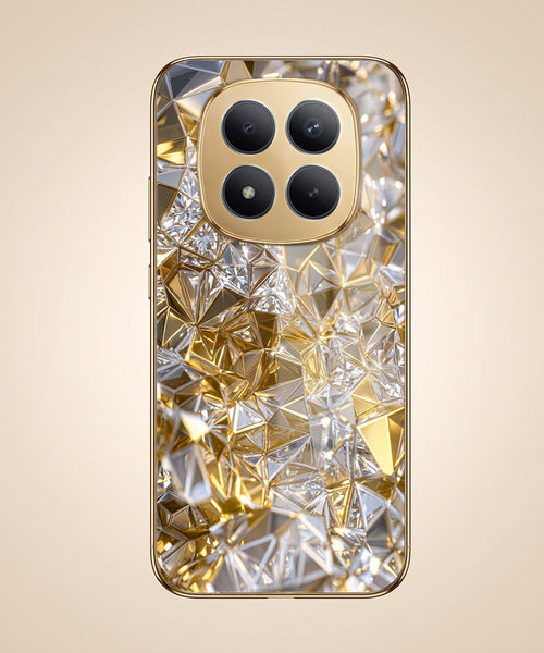 Redmi Note 15 Pro+ 5G White Diamond Shatter Gold Electroplated Glass Phone Back Case