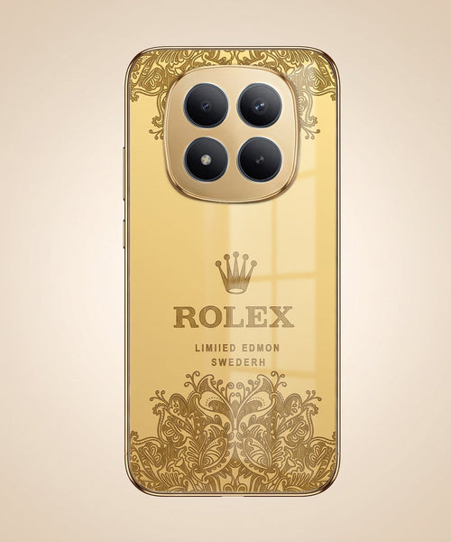 Redmi Note 15 Pro+ 5G Rolex Crown Gold Electroplated Glass Phone Back Case