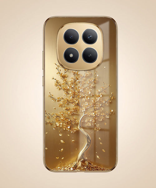Redmi Note 15 Pro+ 5G Golden Tree Gold Electroplated Glass Phone Back Case