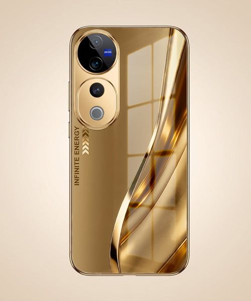 Vivo V40 Pro 5G Luxury Infinity Energy Gold Electroplated Glass Phone Case
