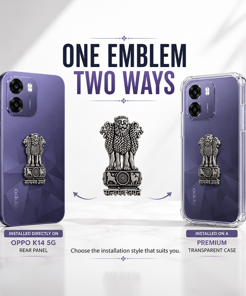 Oppo K14 5G Compatible Satyamev Jayate 3D Metal Emblem Sticker