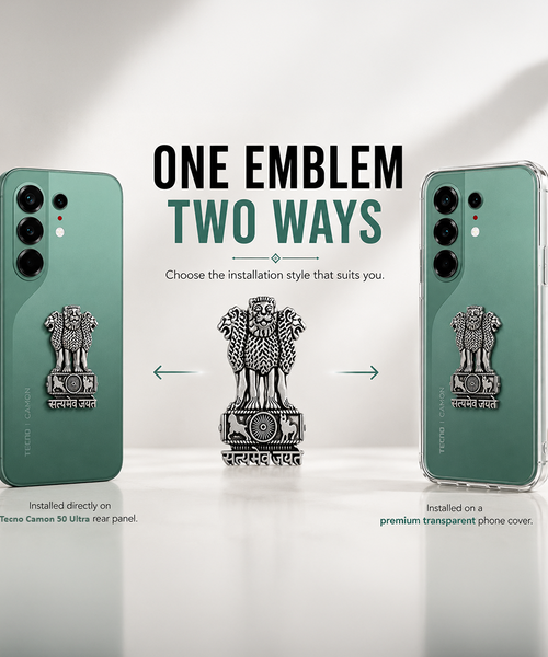 Tecno Camon 50 Ultra 5G Compatible Satyamev Jayate 3D Metal Emblem Sticker