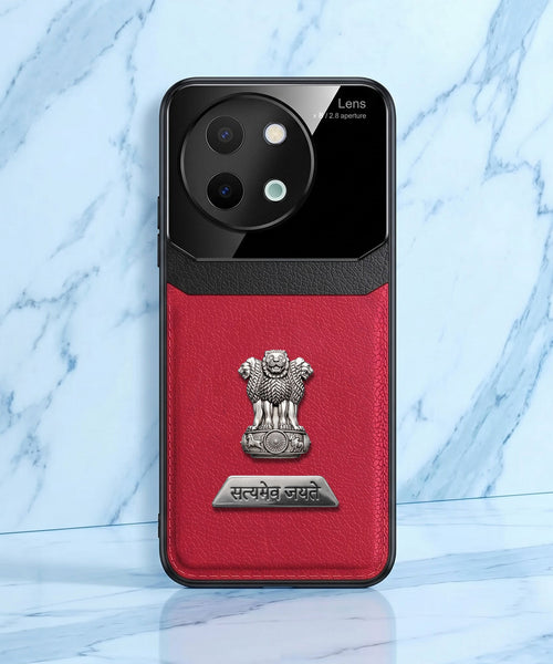 Vivo Y58 5G Satyamev Jayate 2-in-1 Emblem Leather Lens Protective Back Case