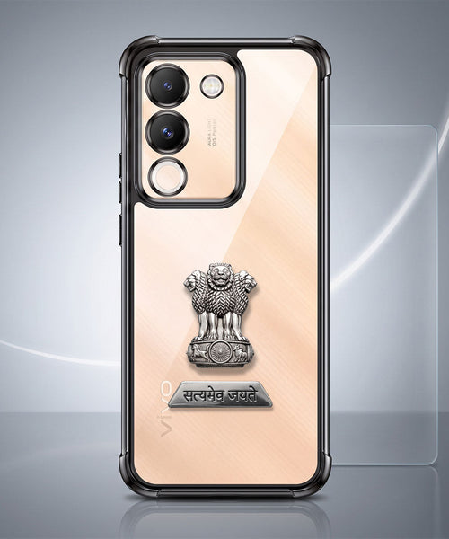 Vivo Y200 5G Satyamev Jayate 2-in-1 Emblem Transparent Shockproof Airbag Case