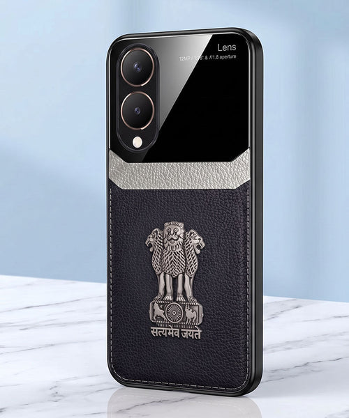 Vivo Y28 5G Satyamev Jayate 3D Metal Leather Back Case