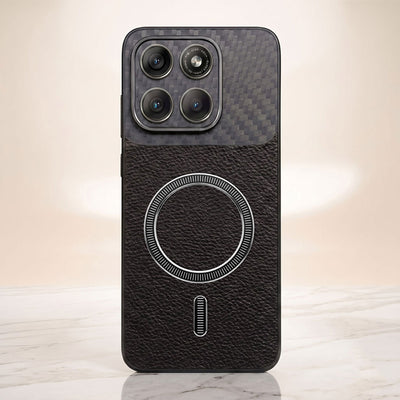 Motorola Edge 70 Fusion 5G Carbon Fiber Leather Hybrid MagSafe Magnetic Case