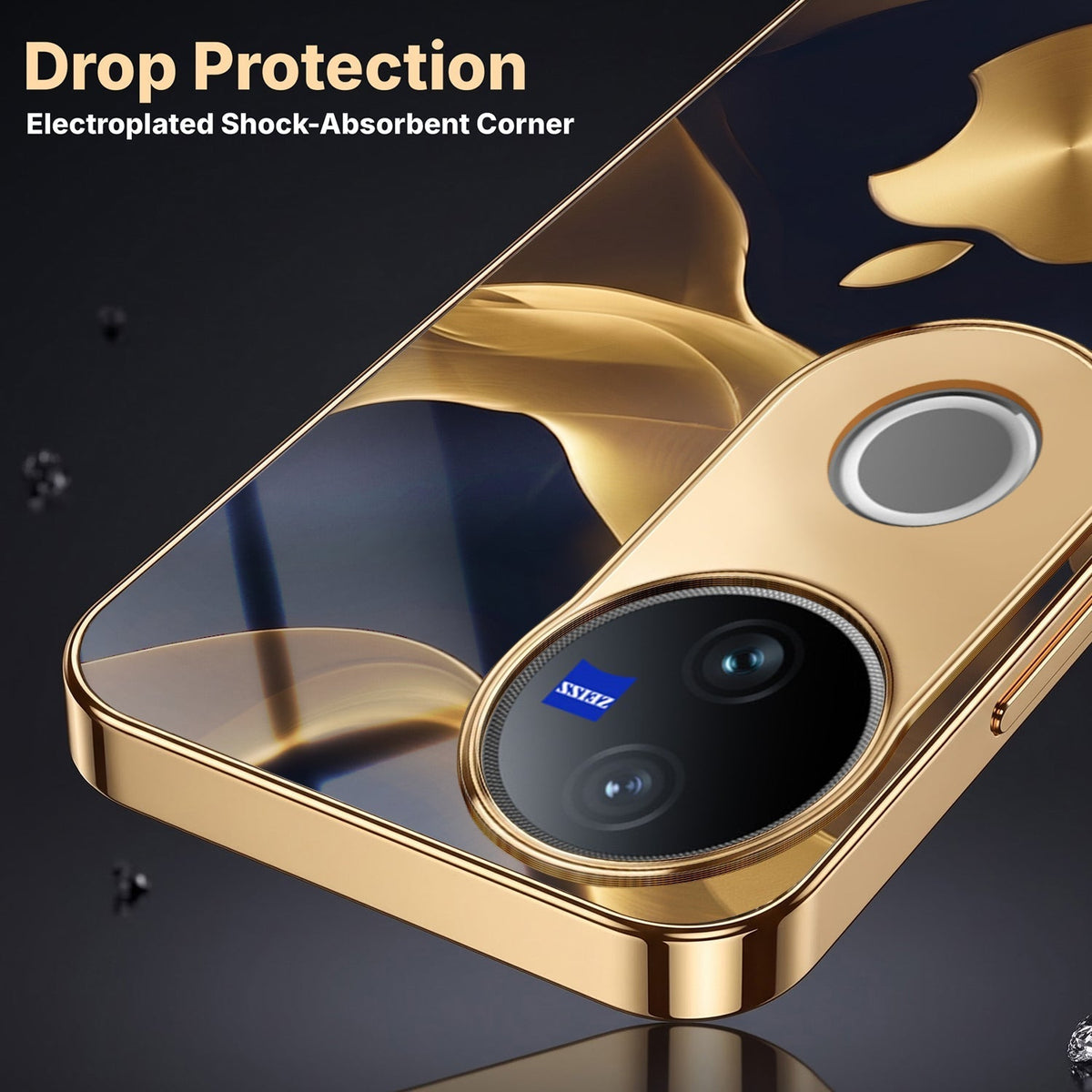 Vivo T4R 5G Luxury Wave Gold Electroplated Glass Phone Back Case